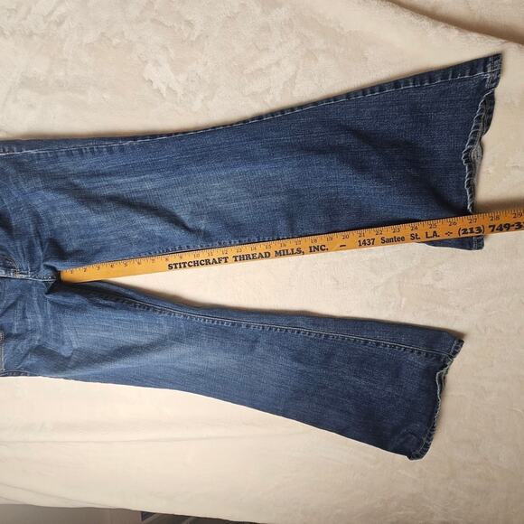 American eagle 8 short real flare Blue Jeans denim heel frayed see pics - Picture 4 of 12